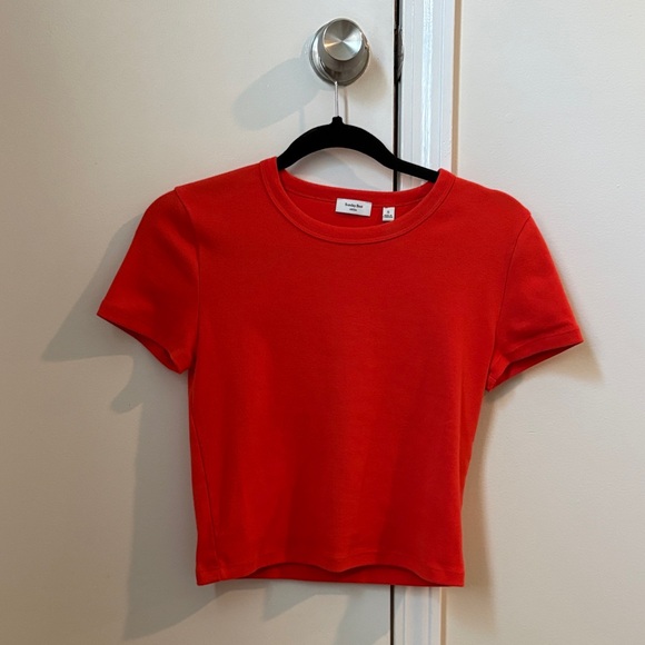 Aritzia Sunday Best Poppy Red Besthug Little Ribbed T-Shirt - Size Small - Picture 1 of 5